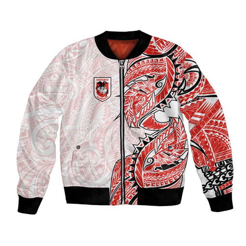 St George Illawarra Dragons Bomber Jacket Polynesian Tribal Tattoo Pacific Sport Art