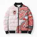 St George Illawarra Dragons Bomber Puffer Jacket Polynesian Tribal Tattoo Pacific Sport Art