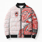 St George Illawarra Dragons Bomber Puffer Jacket Polynesian Tribal Tattoo Pacific Sport Art
