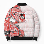 St George Illawarra Dragons Bomber Puffer Jacket Polynesian Tribal Tattoo Pacific Sport Art