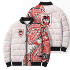 St George Illawarra Dragons Bomber Puffer Jacket Polynesian Tribal Tattoo Pacific Sport Art