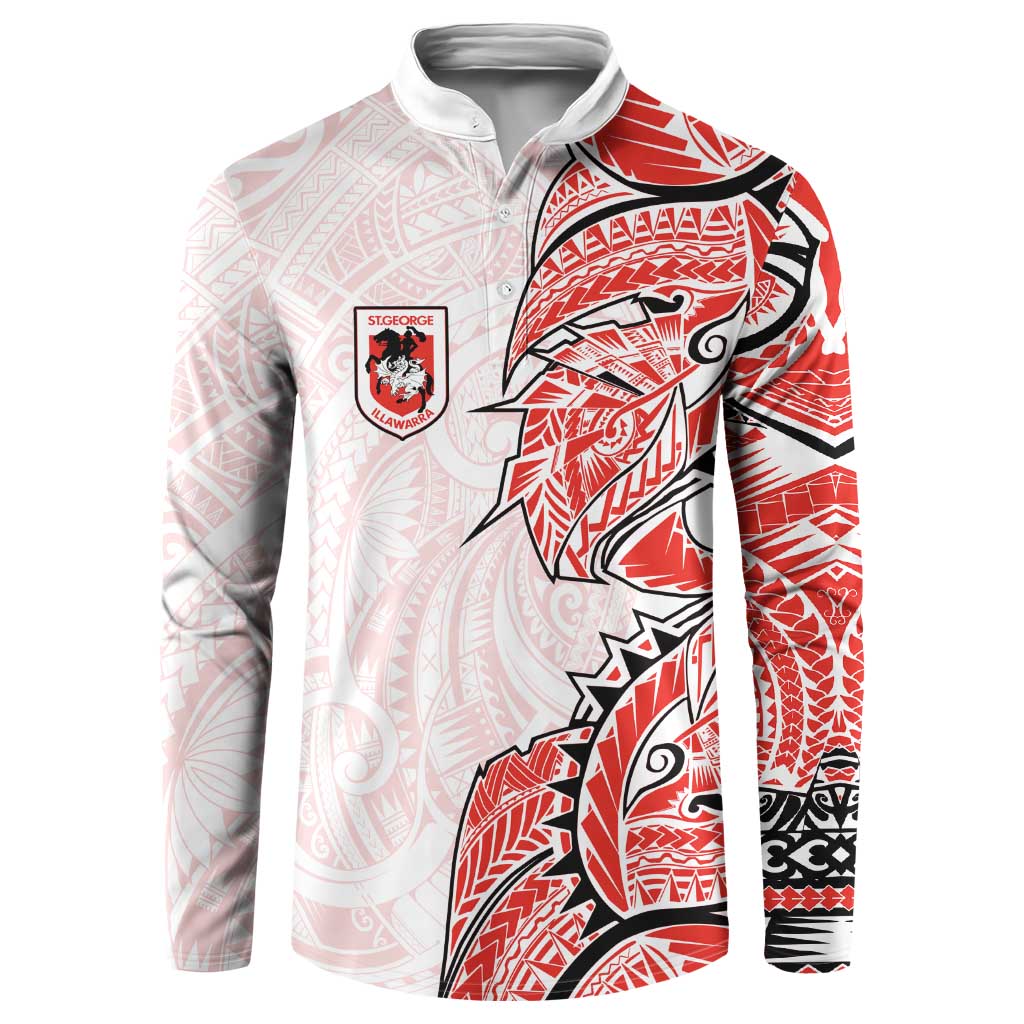 St George Illawarra Dragons Button Sweatshirt Polynesian Tribal Tattoo Pacific Sport Art