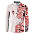 St George Illawarra Dragons Button Sweatshirt Polynesian Tribal Tattoo Pacific Sport Art