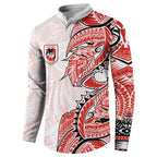 St George Illawarra Dragons Button Sweatshirt Polynesian Tribal Tattoo Pacific Sport Art