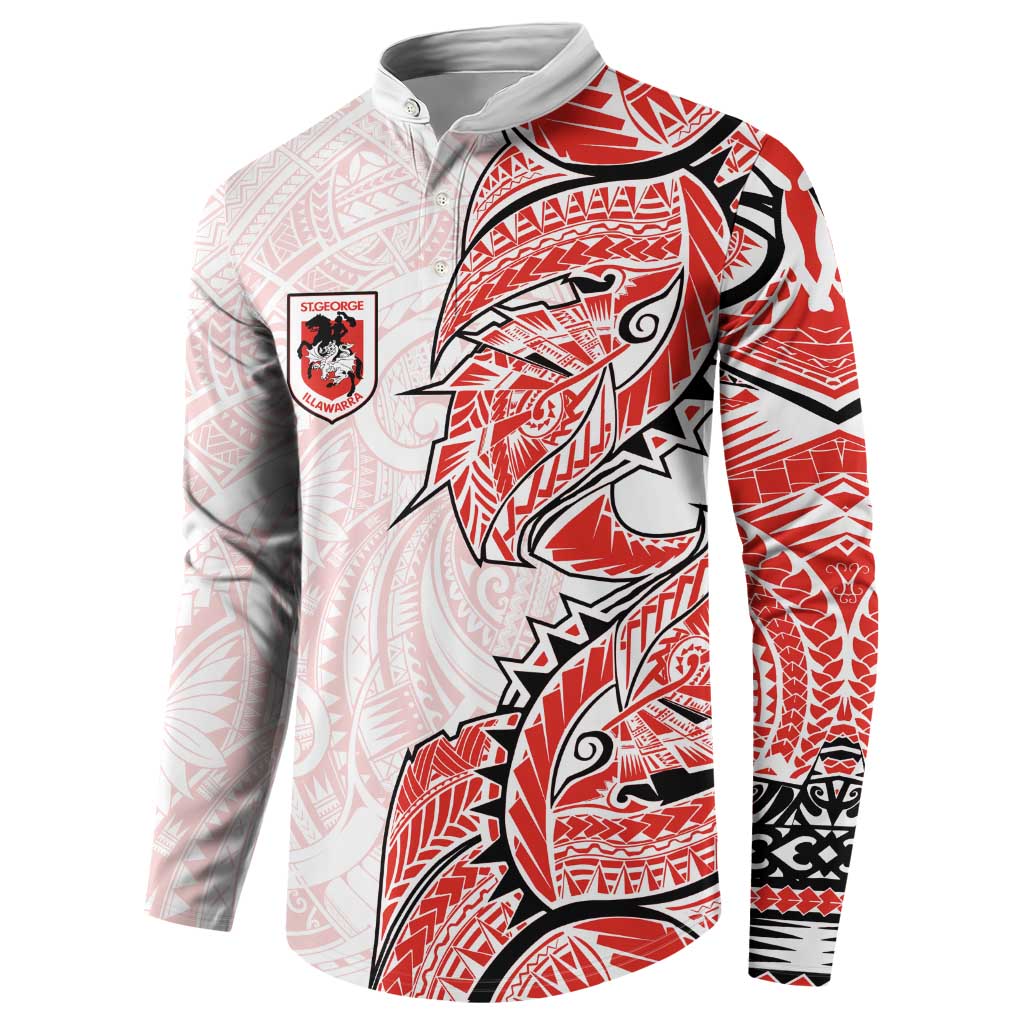St George Illawarra Dragons Button Sweatshirt Polynesian Tribal Tattoo Pacific Sport Art
