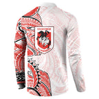 St George Illawarra Dragons Button Sweatshirt Polynesian Tribal Tattoo Pacific Sport Art
