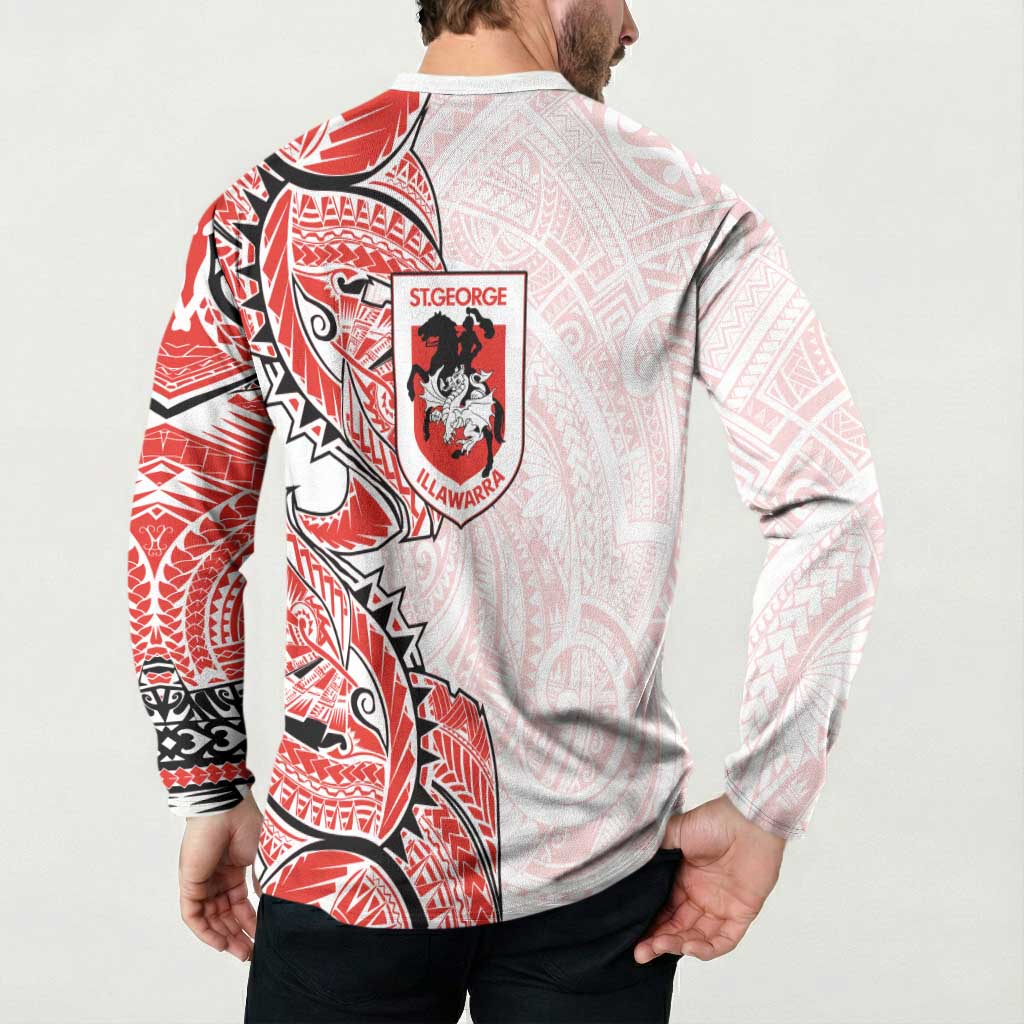 St George Illawarra Dragons Button Sweatshirt Polynesian Tribal Tattoo Pacific Sport Art