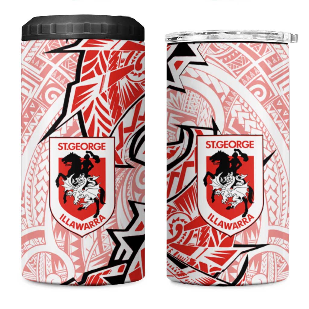 St George Illawarra Dragons 4 in 1 Can Cooler Tumbler Polynesian Tribal Tattoo Pacific Sport Art