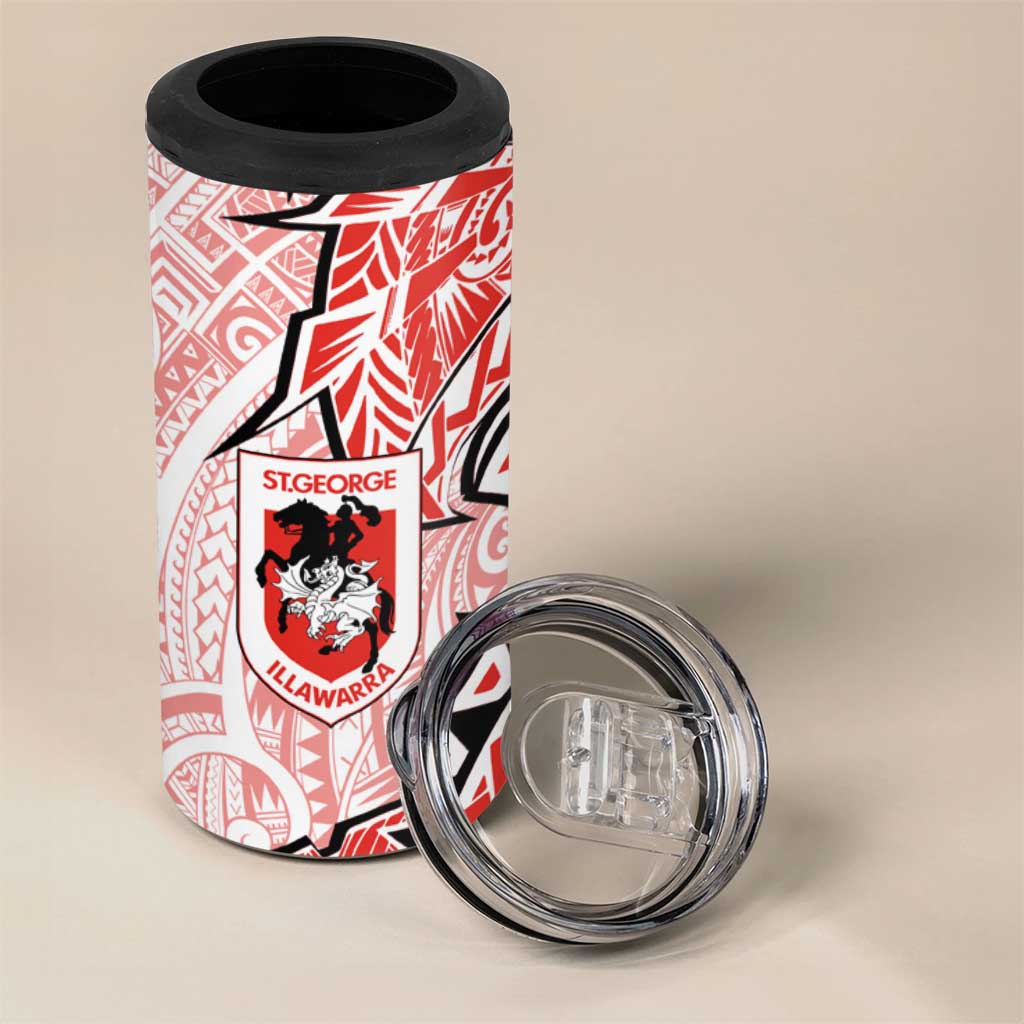 St George Illawarra Dragons 4 in 1 Can Cooler Tumbler Polynesian Tribal Tattoo Pacific Sport Art