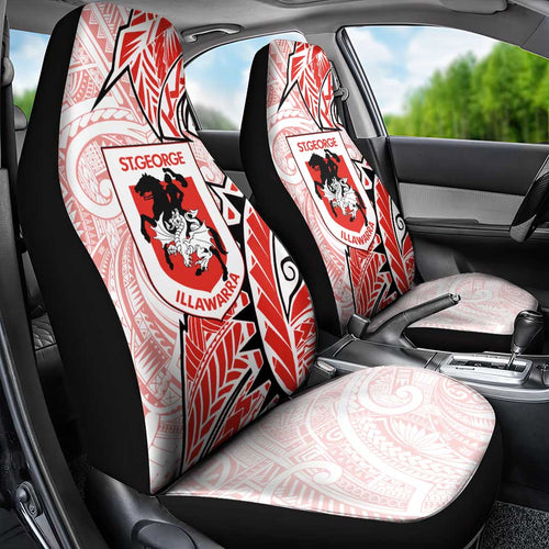 St George Illawarra Dragons Car Seat Cover Polynesian Tribal Tattoo Pacific Sport Art