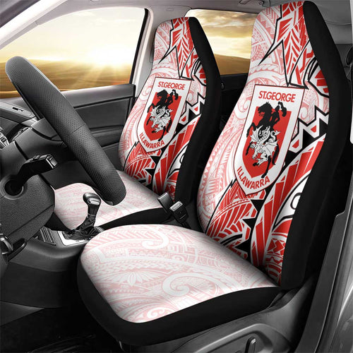 St George Illawarra Dragons Car Seat Cover Polynesian Tribal Tattoo Pacific Sport Art