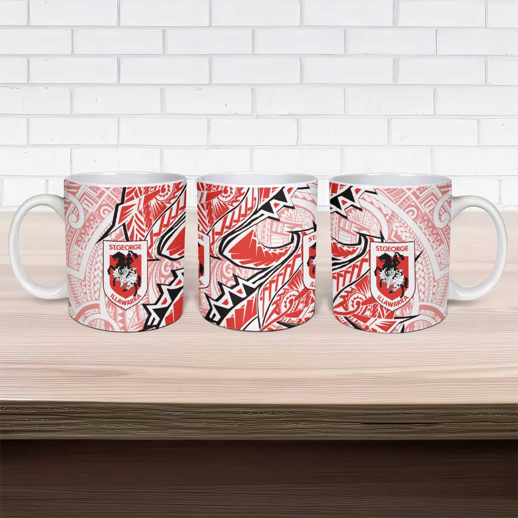 St George Illawarra Dragons Ceramic Mug Polynesian Tribal Tattoo Pacific Sport Art