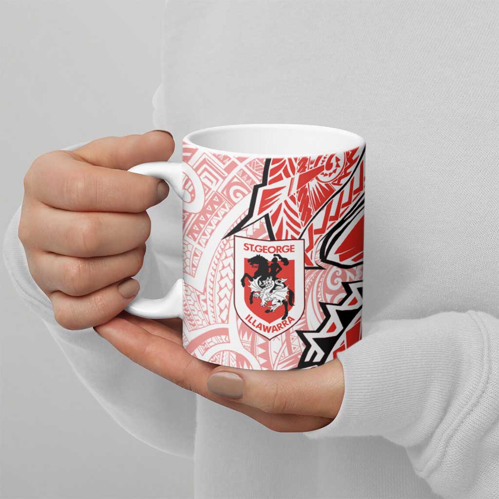 St George Illawarra Dragons Ceramic Mug Polynesian Tribal Tattoo Pacific Sport Art