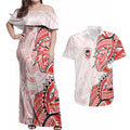 St George Illawarra Dragons Couples Matching Off Shoulder Maxi Dress and Hawaiian Shirt Polynesian Tribal Tattoo Pacific Sport Art