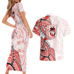 St George Illawarra Dragons Couples Matching Short Sleeve Bodycon Dress and Hawaiian Shirt Polynesian Tribal Tattoo Pacific Sport Art