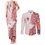 St George Illawarra Dragons Couples Matching Tank Maxi Dress and Long Sleeve Button Shirt Polynesian Tribal Tattoo Pacific Sport Art
