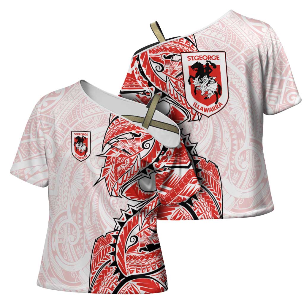 St George Illawarra Dragons Cross Shoulder Shirt Polynesian Tribal Tattoo Pacific Sport Art