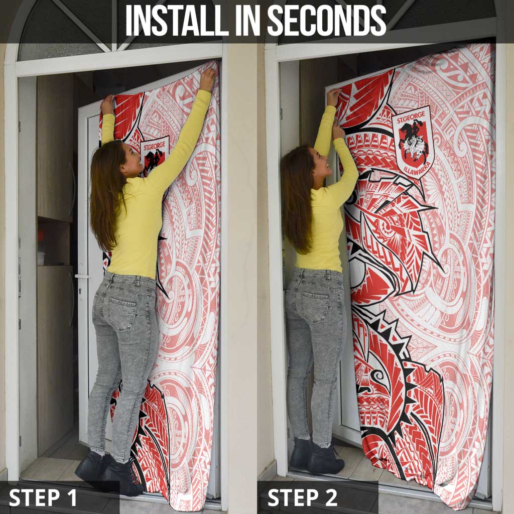 St George Illawarra Dragons Door Cover Polynesian Tribal Tattoo Pacific Sport Art