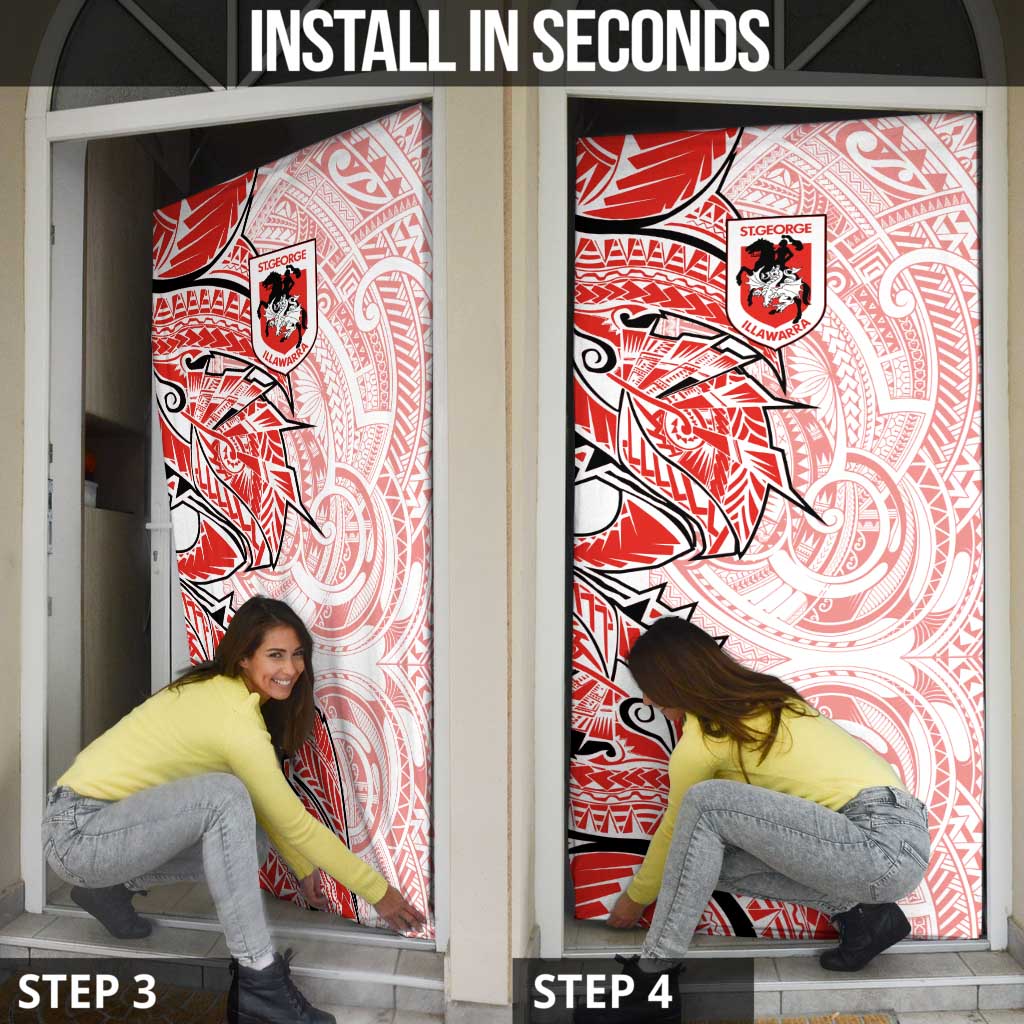 St George Illawarra Dragons Door Cover Polynesian Tribal Tattoo Pacific Sport Art