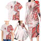 St George Illawarra Dragons Family Matching Long Sleeve Bodycon Dress and Hawaiian Shirt Polynesian Tribal Tattoo Pacific Sport Art