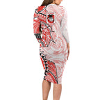 St George Illawarra Dragons Family Matching Long Sleeve Bodycon Dress and Hawaiian Shirt Polynesian Tribal Tattoo Pacific Sport Art