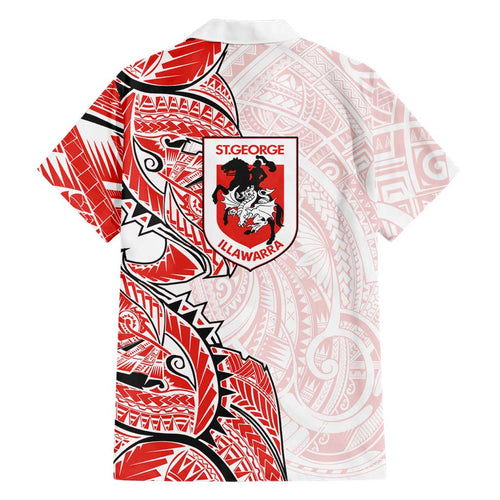 St George Illawarra Dragons Family Matching Mermaid Dress and Hawaiian Shirt Polynesian Tribal Tattoo Pacific Sport Art