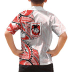 St George Illawarra Dragons Family Matching Off Shoulder Short Dress and Hawaiian Shirt Polynesian Tribal Tattoo Pacific Sport Art