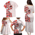 St George Illawarra Dragons Family Matching Puletasi and Hawaiian Shirt Polynesian Tribal Tattoo Pacific Sport Art