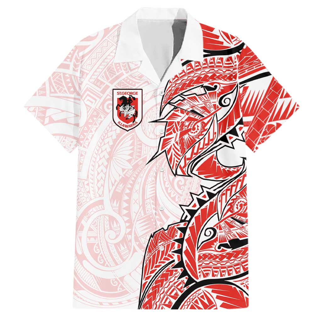 St George Illawarra Dragons Family Matching Summer Maxi Dress and Hawaiian Shirt Polynesian Tribal Tattoo Pacific Sport Art