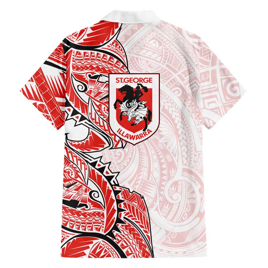 St George Illawarra Dragons Family Matching Summer Maxi Dress and Hawaiian Shirt Polynesian Tribal Tattoo Pacific Sport Art