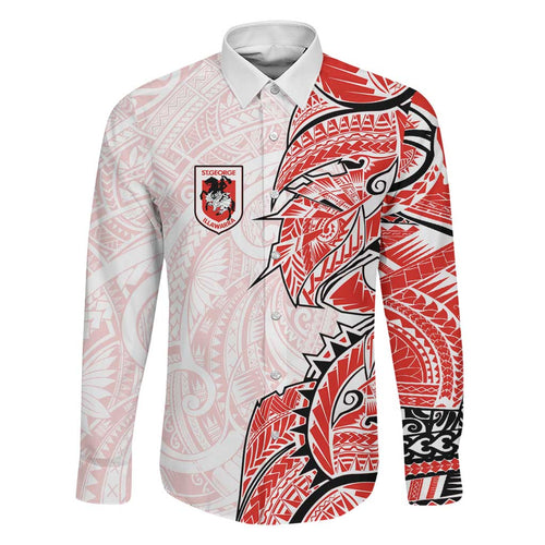 St George Illawarra Dragons Family Matching Tank Maxi Dress and Hawaiian Shirt Polynesian Tribal Tattoo Pacific Sport Art