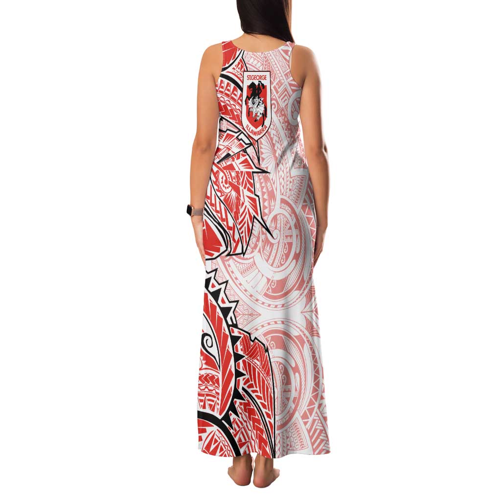 St George Illawarra Dragons Family Matching Tank Maxi Dress and Hawaiian Shirt Polynesian Tribal Tattoo Pacific Sport Art