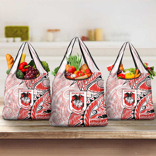 St George Illawarra Dragons Grocery Bag Polynesian Tribal Tattoo Pacific Sport Art