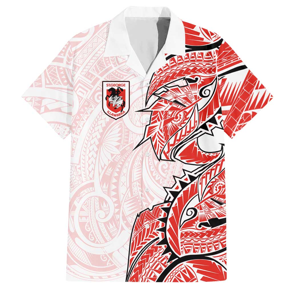 St George Illawarra Dragons Hawaiian Shirt Polynesian Tribal Tattoo Pacific Sport Art