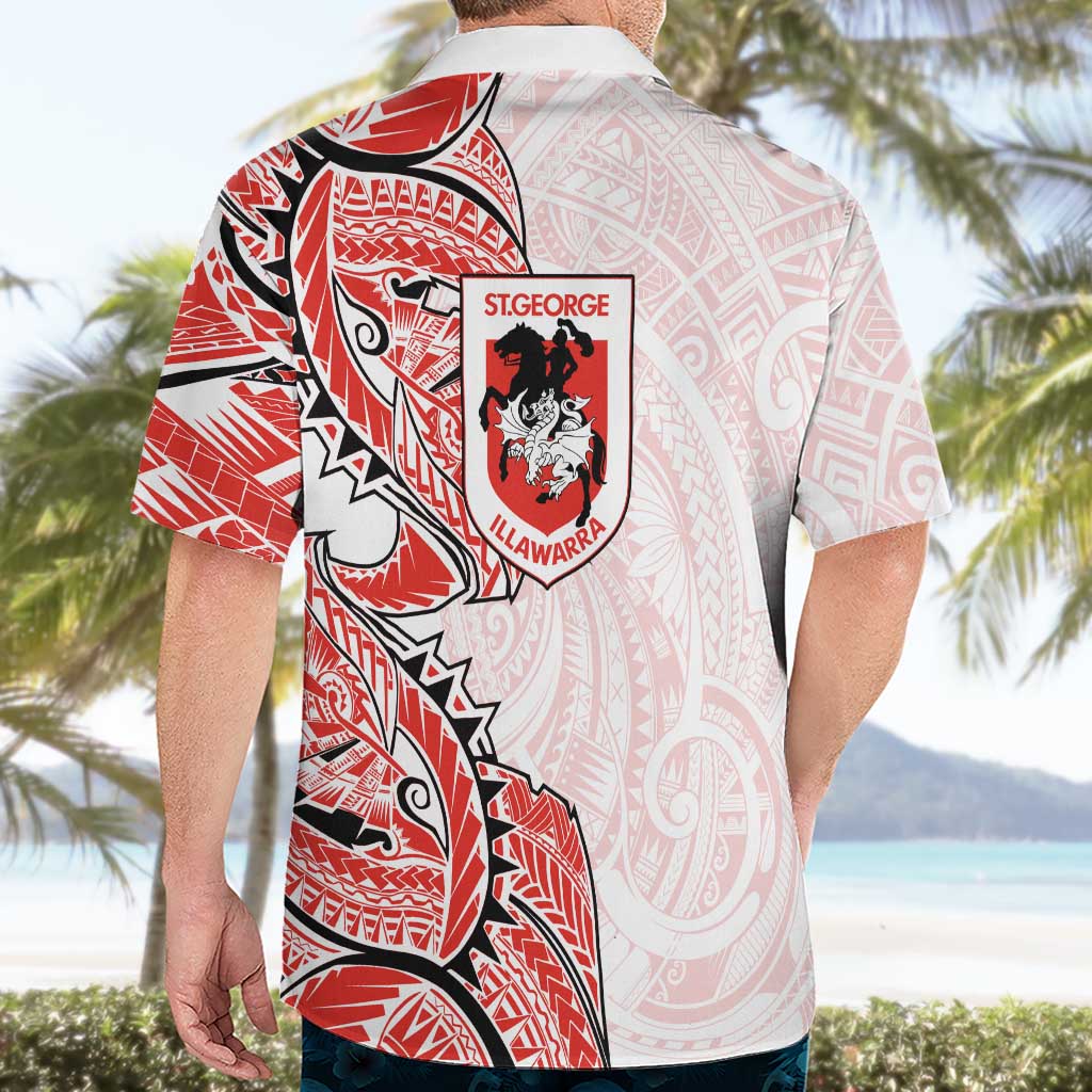 St George Illawarra Dragons Hawaiian Shirt Polynesian Tribal Tattoo Pacific Sport Art
