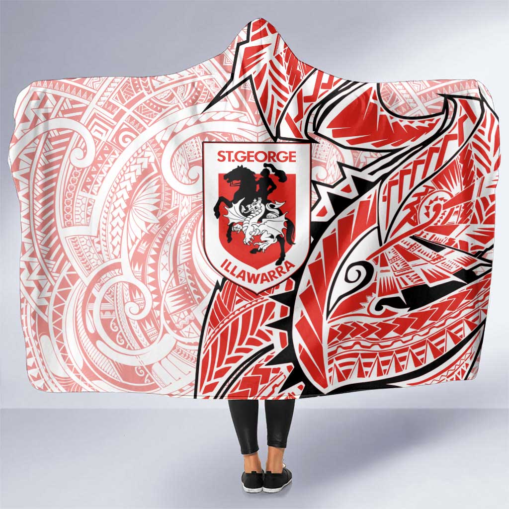 St George Illawarra Dragons Hooded Blanket Polynesian Tribal Tattoo Pacific Sport Art