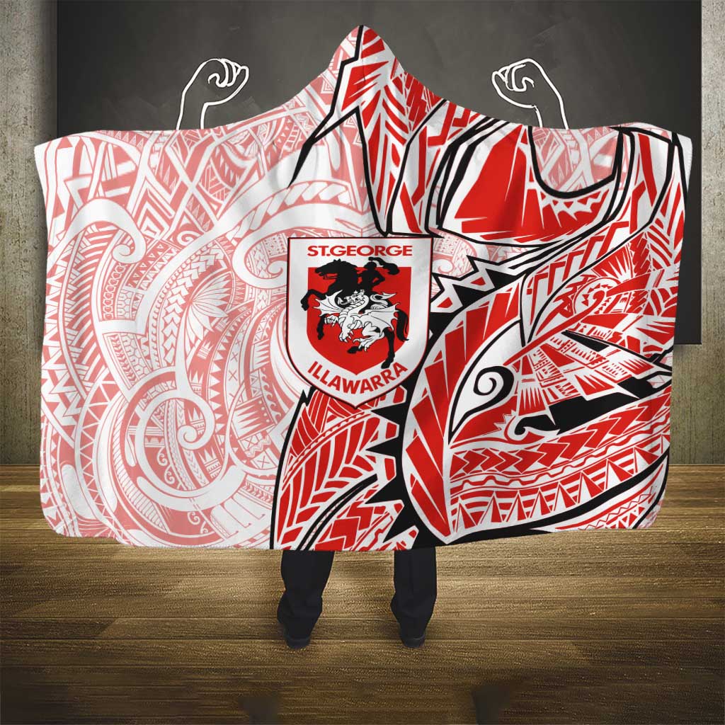 St George Illawarra Dragons Hooded Blanket Polynesian Tribal Tattoo Pacific Sport Art