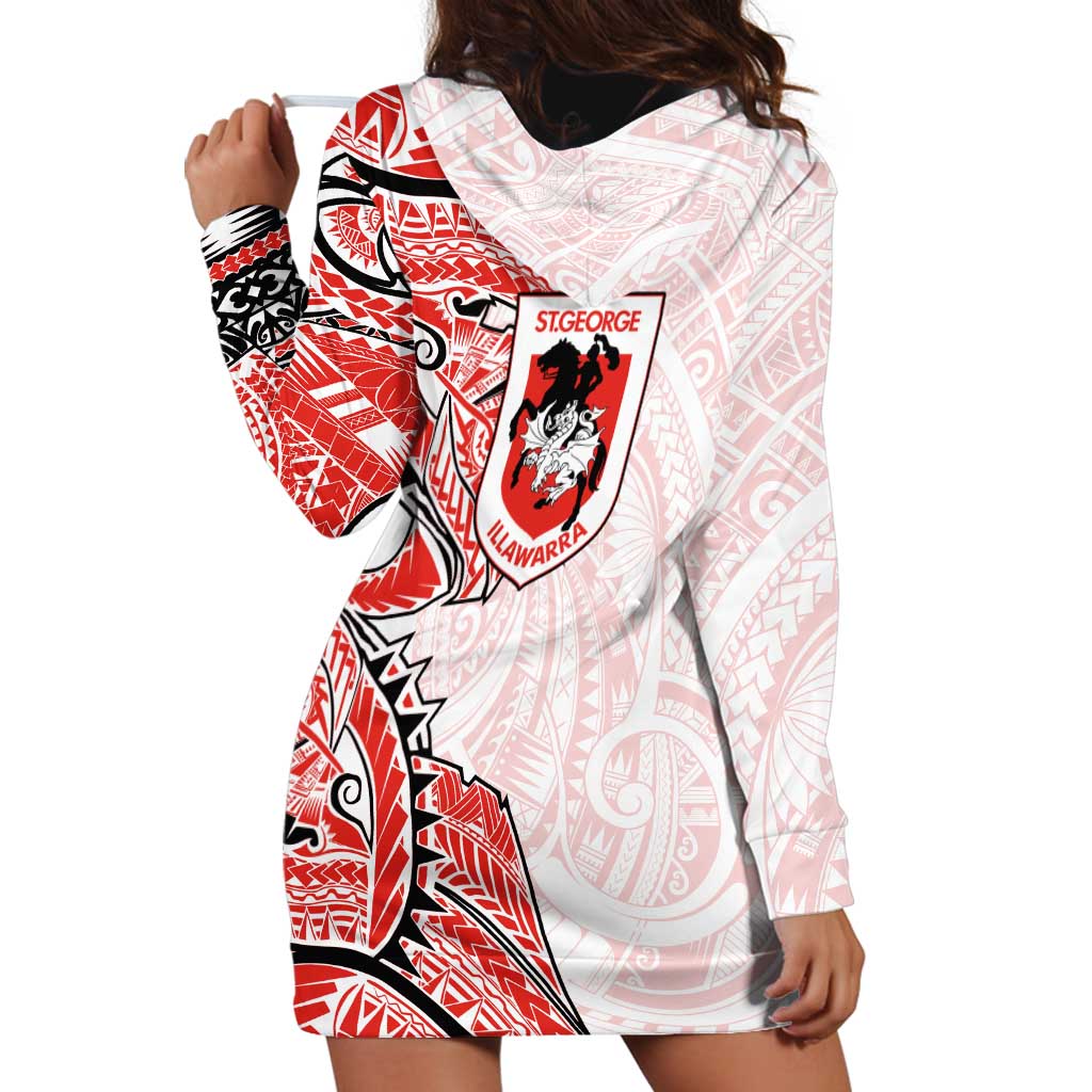 St George Illawarra Dragons Hoodie Dress Polynesian Tribal Tattoo Pacific Sport Art