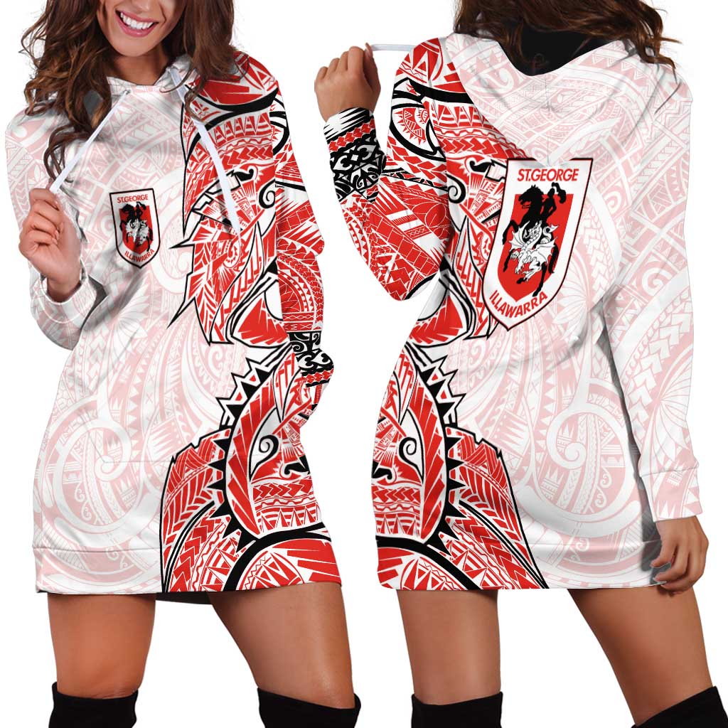 St George Illawarra Dragons Hoodie Dress Polynesian Tribal Tattoo Pacific Sport Art