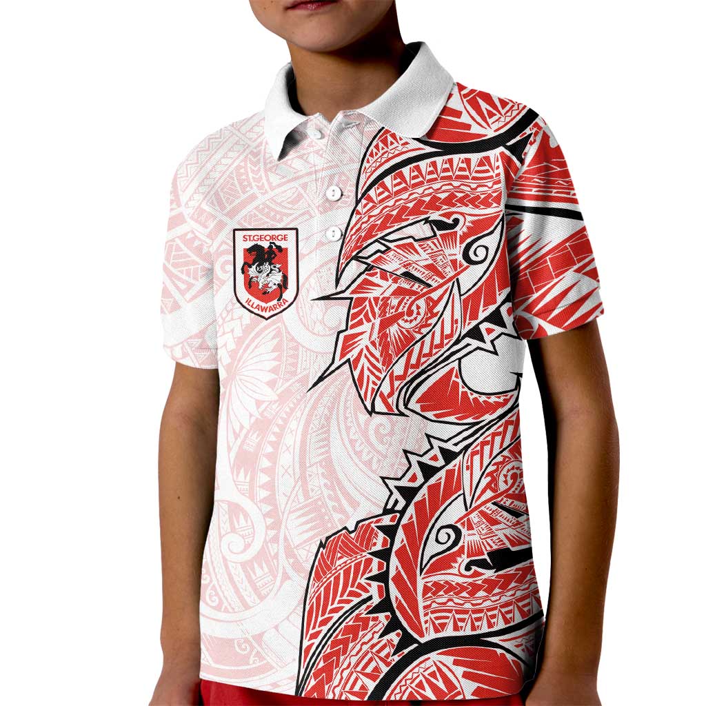 St George Illawarra Dragons Kid Polo Shirt Polynesian Tribal Tattoo Pacific Sport Art