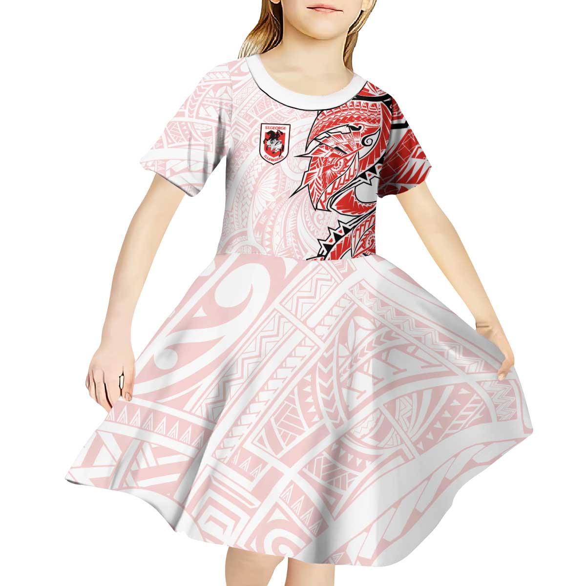 St George Illawarra Dragons Kid Short Sleeve Dress Polynesian Tribal Tattoo Pacific Sport Art