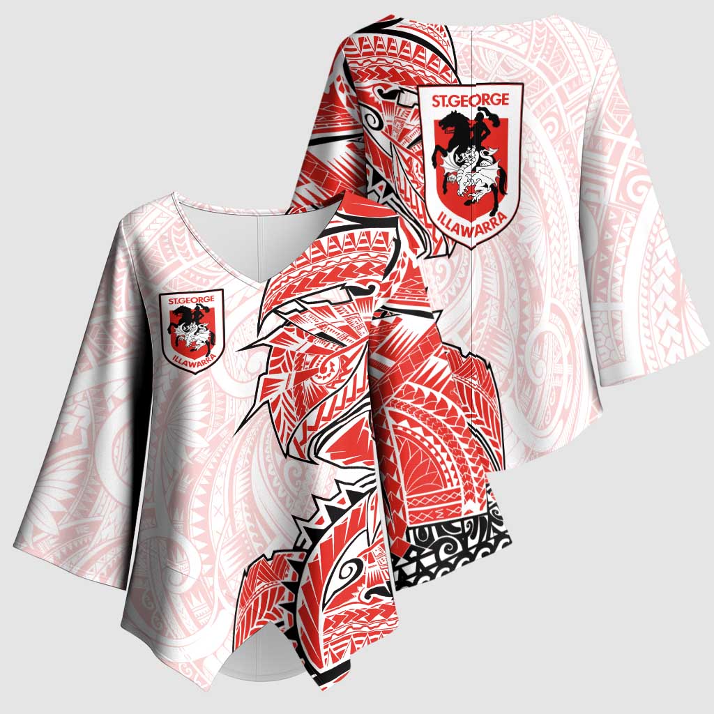 St George Illawarra Dragons Kimono Sleeve Blouse Polynesian Tribal Tattoo Pacific Sport Art
