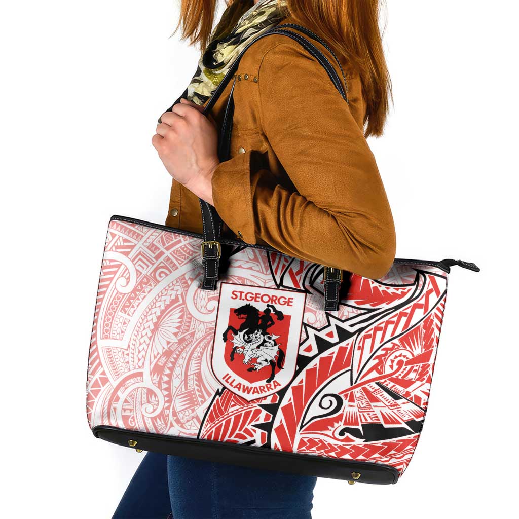 St George Illawarra Dragons Leather Tote Bag Polynesian Tribal Tattoo Pacific Sport Art