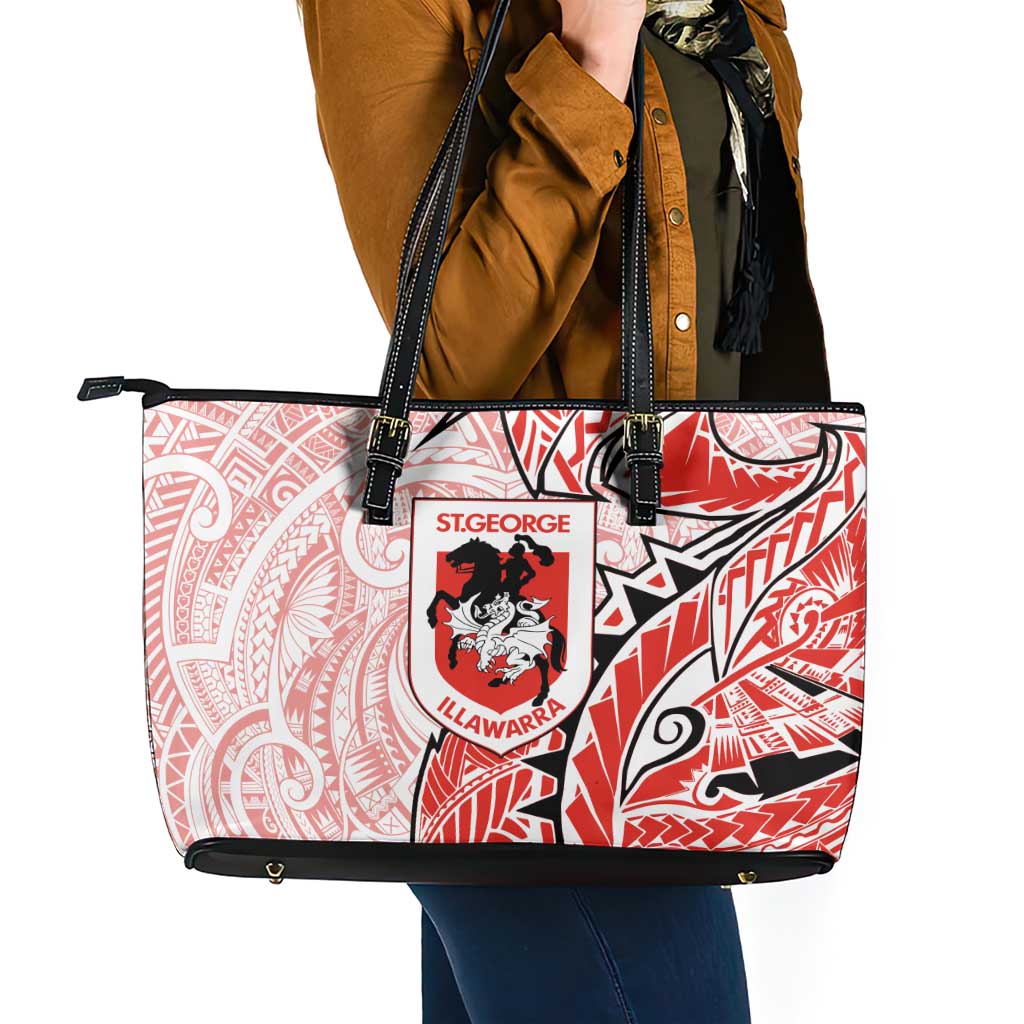 St George Illawarra Dragons Leather Tote Bag Polynesian Tribal Tattoo Pacific Sport Art