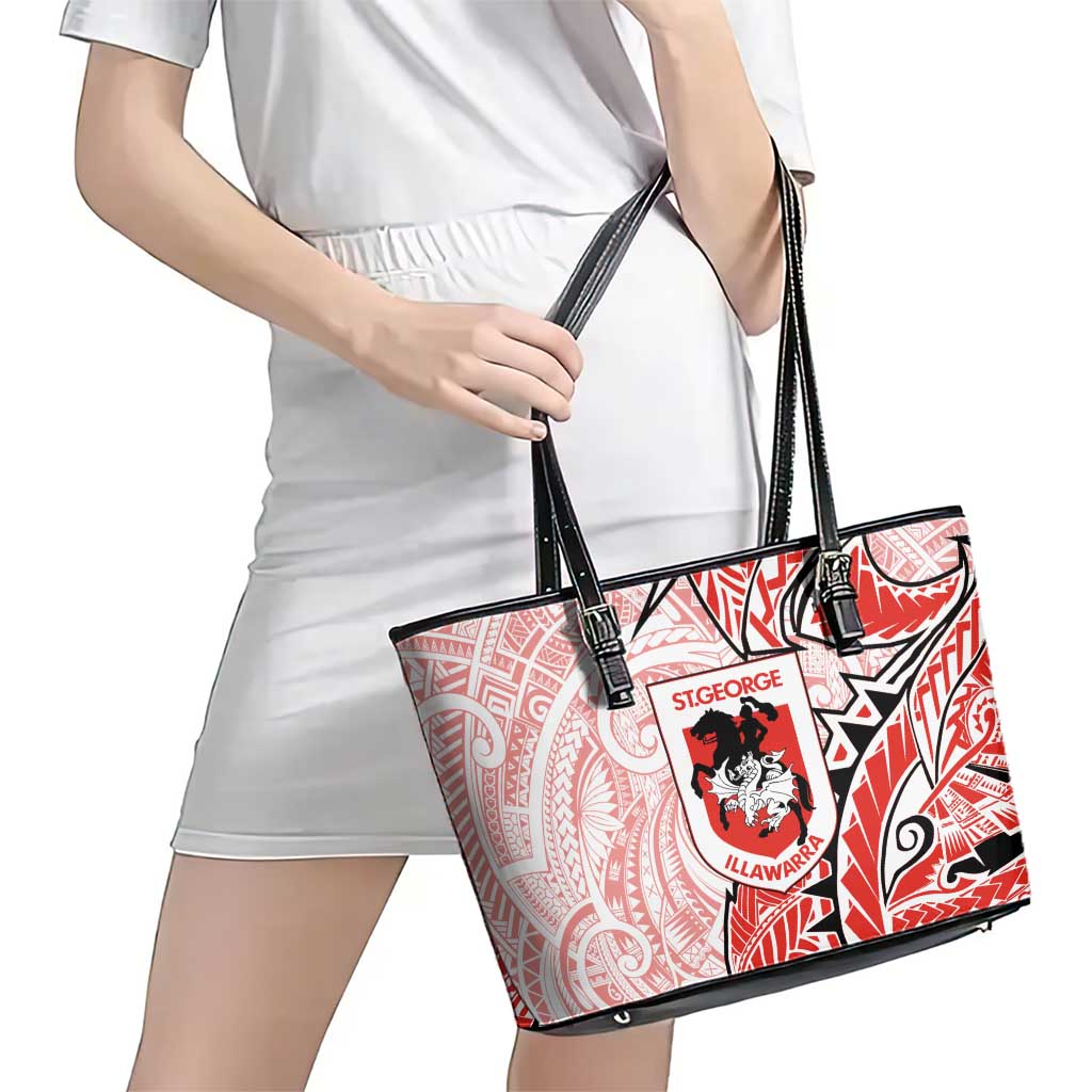 St George Illawarra Dragons Leather Tote Bag Polynesian Tribal Tattoo Pacific Sport Art