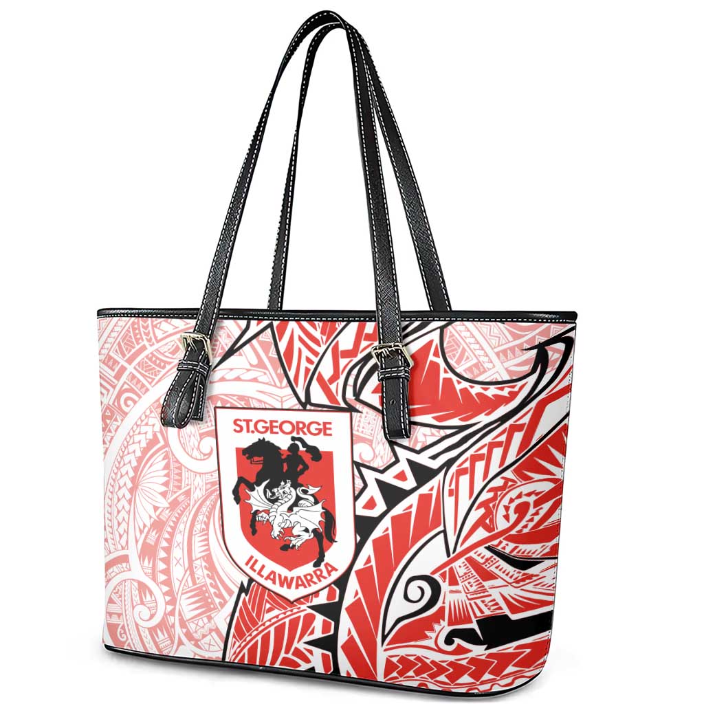 St George Illawarra Dragons Leather Tote Bag Polynesian Tribal Tattoo Pacific Sport Art