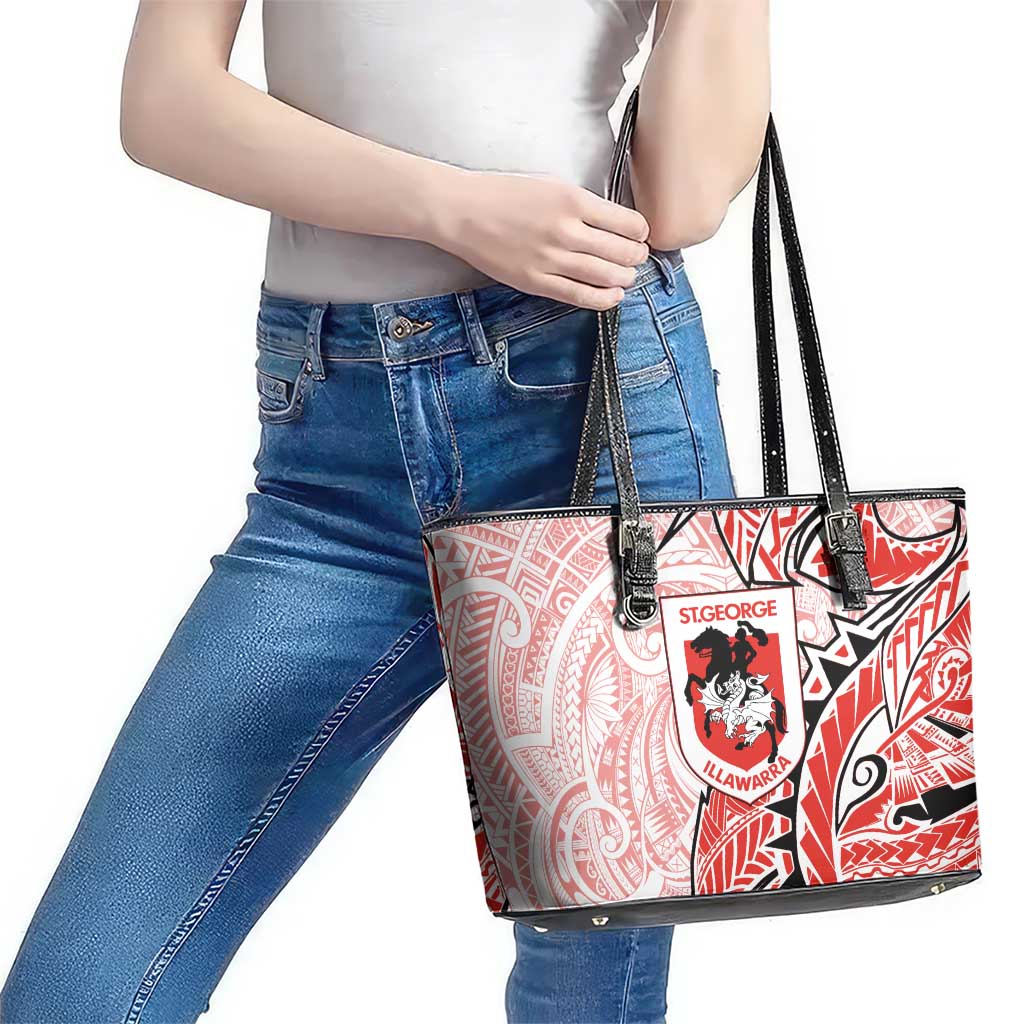 St George Illawarra Dragons Leather Tote Bag Polynesian Tribal Tattoo Pacific Sport Art