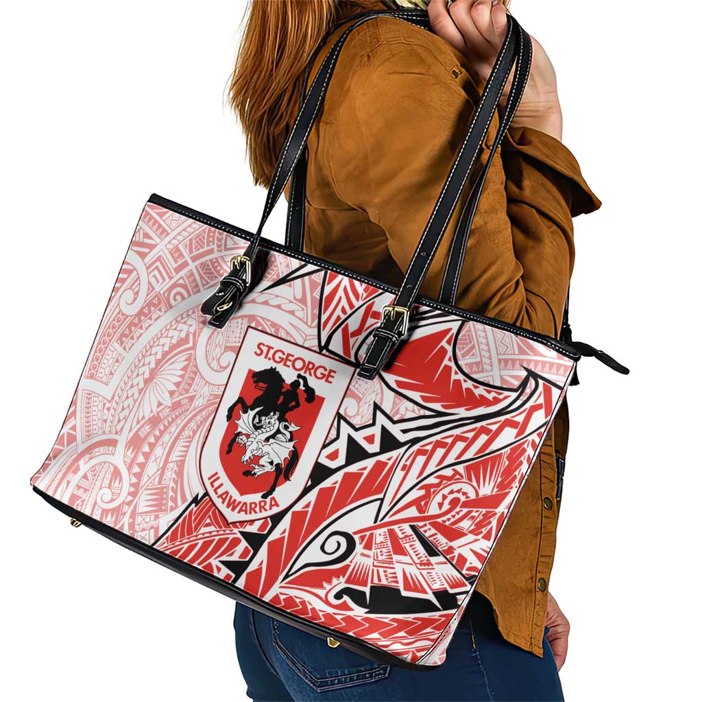 St George Illawarra Dragons Leather Tote Bag Polynesian Tribal Tattoo Pacific Sport Art