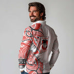 St George Illawarra Dragons Long Sleeve Polo Shirt Polynesian Tribal Tattoo Pacific Sport Art