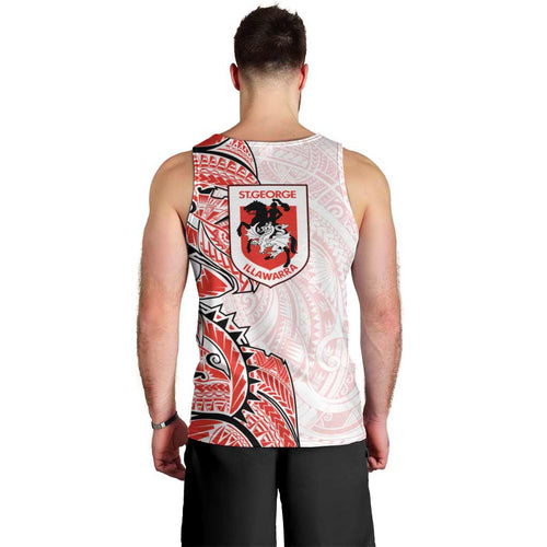 St George Illawarra Dragons Men Tank Top Polynesian Tribal Tattoo Pacific Sport Art
